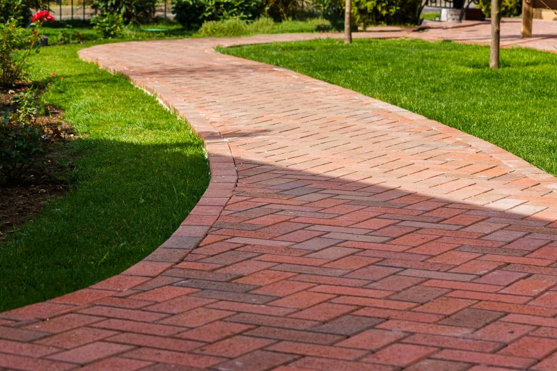 Commercial paver patio with walkway